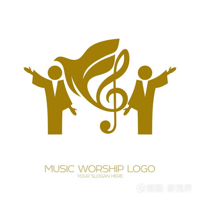 音乐徽标.基督教符号.在圣灵里敬拜神