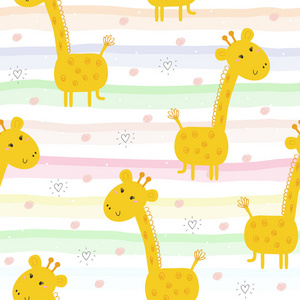 可爱的长颈鹿图案打印为孩子