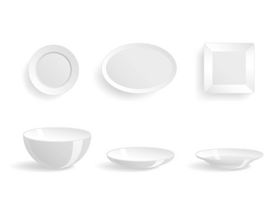 空心板设置隔离矢量插图模板晚餐设计空白干净的餐具
