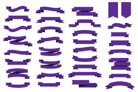平面矢量缎带横幅超紫罗兰色。时尚的颜色2018年紫外线。用于设计的矢量色带