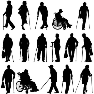 在白色背景上设置 ilhouette 的残疾人士。矢量图