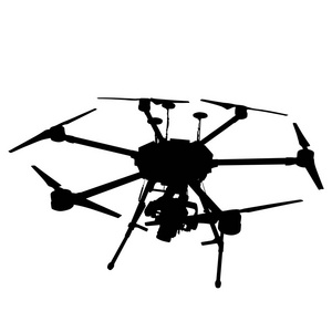 黑色剪影无人机 quadrocopter 白色背景