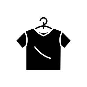 t 恤图标，矢量插画，孤立的背景上的黑色标志