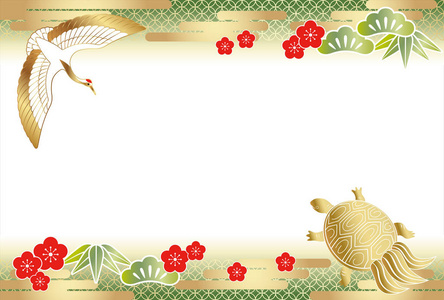 日本传统吉祥商品的新年份卡片模板