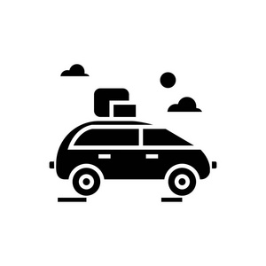 孤立的背景上的黑色标志矢量图汽车旅行家庭车图标