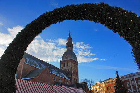 里加, 拉脱维亚2018年1月1日 在拉脱维亚里加圆顶大教堂