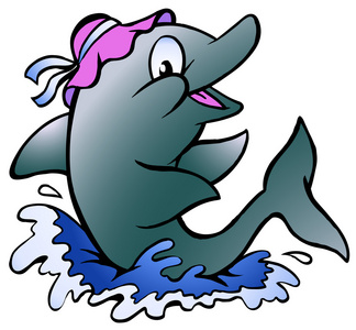 一只蓝海豚的手绘矢量图