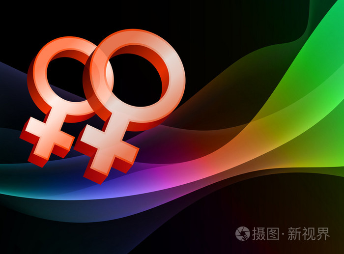 抽象背景中的女同性恋性别符号