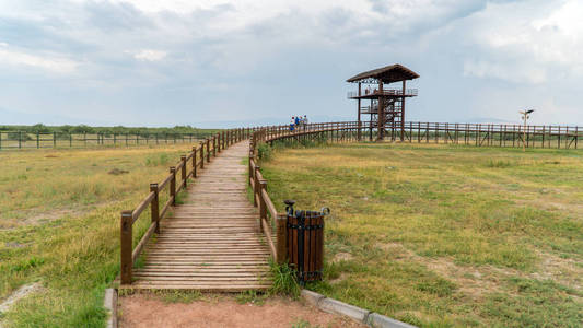 景观和 Sultanmarshes 鸟天堂旁边的埃尔吉耶斯山, 塞利