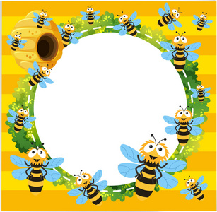 边界模板与许多蜜蜂飞行