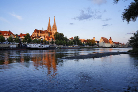 雷根斯堡, 大教堂和多瑙河, 上部 Palatinate, 巴伐利亚, 德国, 欧洲