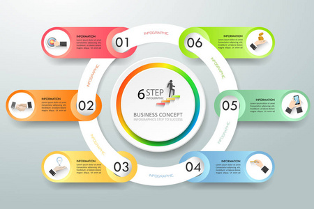 业务概念的信息图表模板 6 步骤