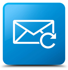 刷新电子邮件图标青色蓝色方形按钮
