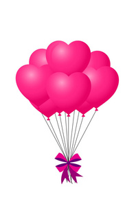 3d 现实一束粉红色的生日或情人节的气球