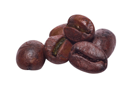 咖啡豆关闭孤立的白色背景上