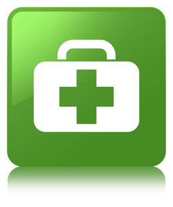 医疗袋图标软绿色方形按钮
