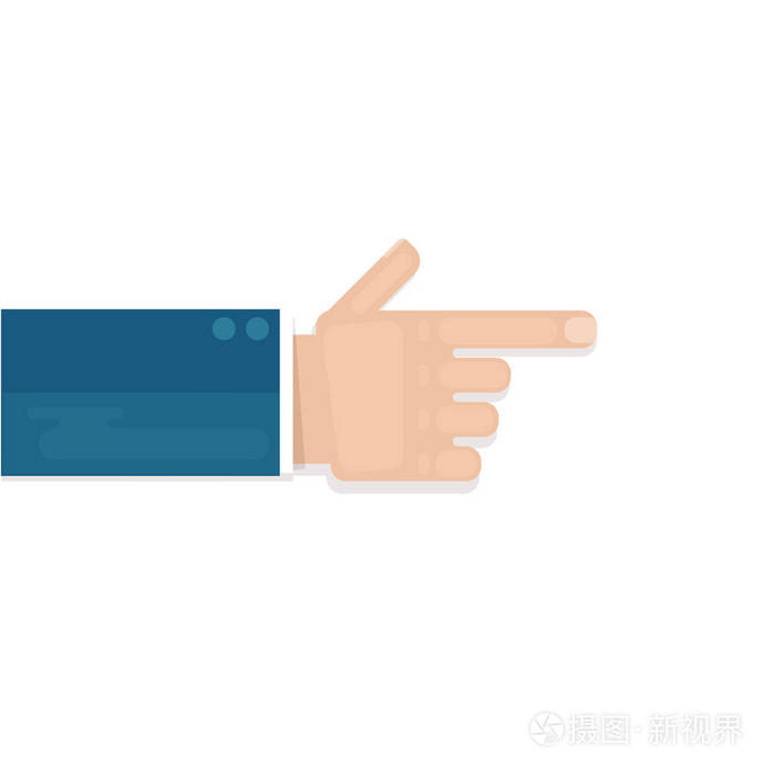 手指向某物食指.形象的一只手, 经营理念.黄色背景手的矢量图像