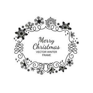 黑色雪花框架, 白色背景, 圣诞节