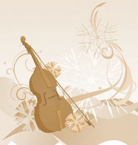 复古小提琴冬季插图