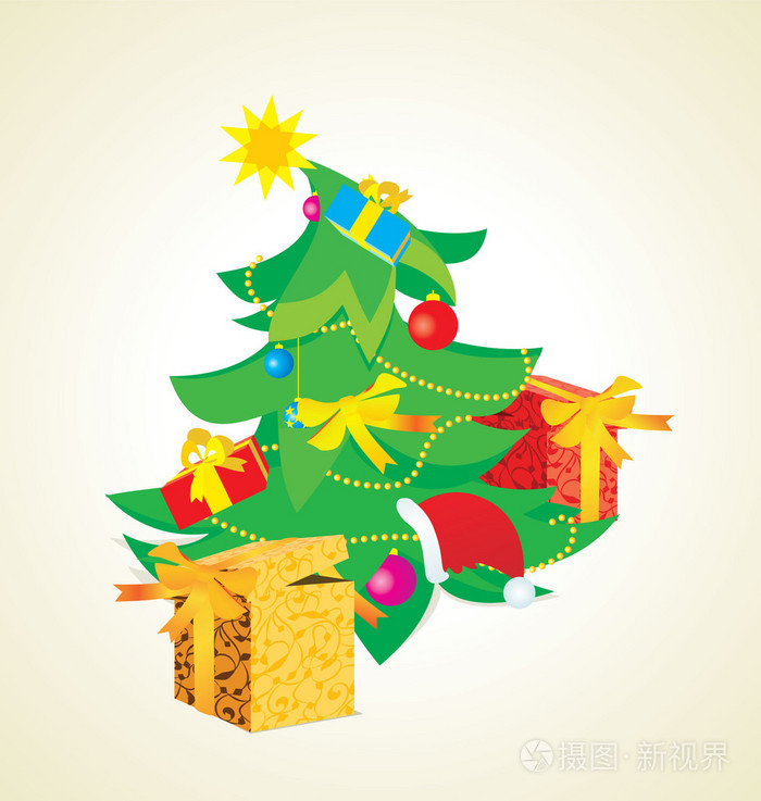 vintage christmas tree illustration