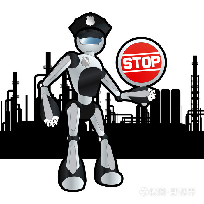 动画警察机器人蓝图插图插画-正版商用图片03bbm0-摄