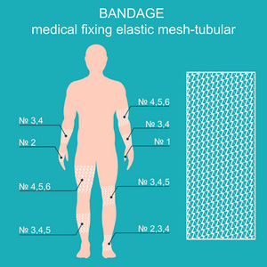 绷带医用网状管固定。矢量插图