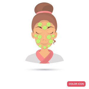 Cucubber 面具的女孩脸彩色平面图标的网页和移动设计