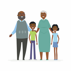 快乐非洲祖父母卡通人物孤立插图