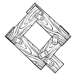 木制字母 Q 雕刻矢量插图