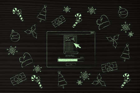 弹出式发送信圣诞 decoratio 包围圣诞老人