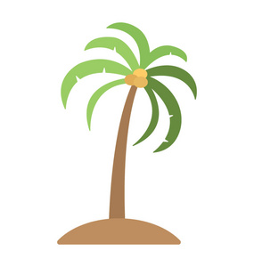 岛上棕榈树的平面矢量图标