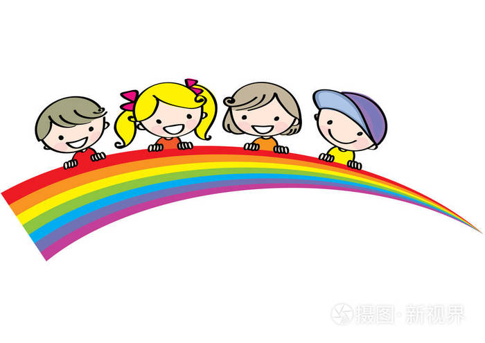 卡通儿童彩虹矢量