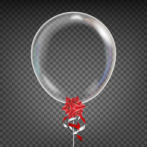 透明气球矢量。红弓党的装饰元素。孤立插图