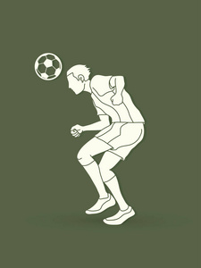 足球运动员弹球动作图形向量