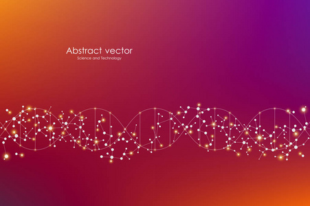 载体分子背景, 遗传和化合物。与点医学科技和科学概念相关的抽象线