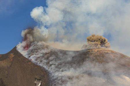 西西里岛的埃特纳火山火山喷发