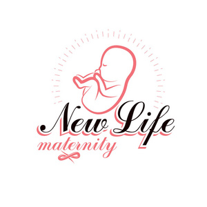 在白色上分离的载体胚徽。母性观念与新生命的开始绘画。医疗中心为怀孕协助标志
