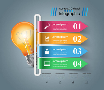 信息图表设计。灯泡，光源图标
