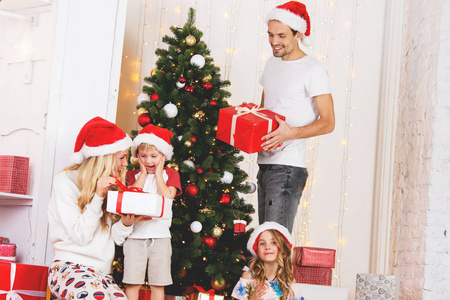 幸福家庭装饰圣诞松木