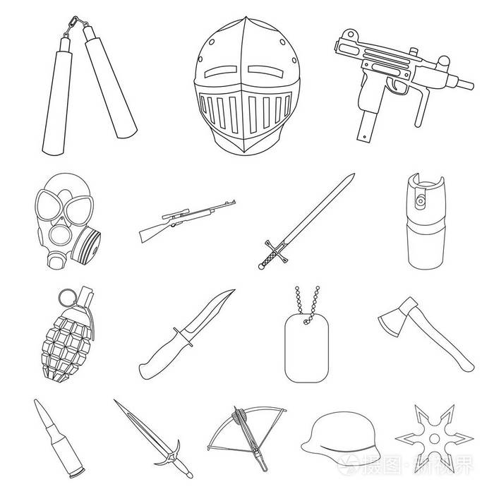 火器和刀刃武器矢量符号库存 web 插图插画-正版商用图片03g7nn-摄图