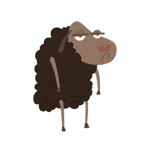 滑稽的哀伤的黑绵羊