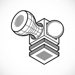 3d 工程矢量，采用多维数据集和几何形式的抽象形状