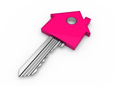 3d 的关键的家的房子的粉红色