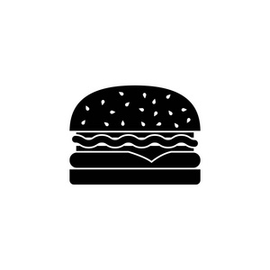 汉堡包固体图标，食物饮料元素