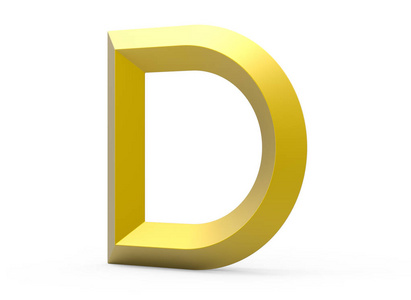 3d 渲染金色斜面字母 D