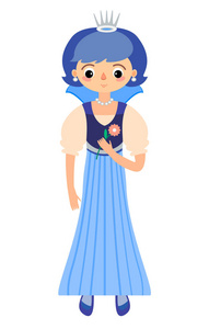 童话公主穿着蓝色礼服