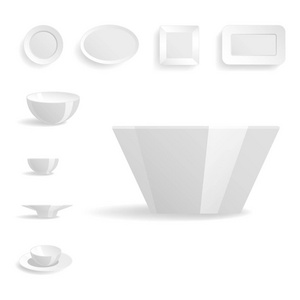 空心板设置隔离矢量插图模板晚餐设计空白干净的餐具