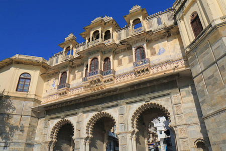 历史湖滨建筑 Gangaur 门景观印度