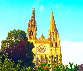 法国卢瓦尔河谷 Eure 和 Loir 系沙特尔沙特尔的圣母大教堂观