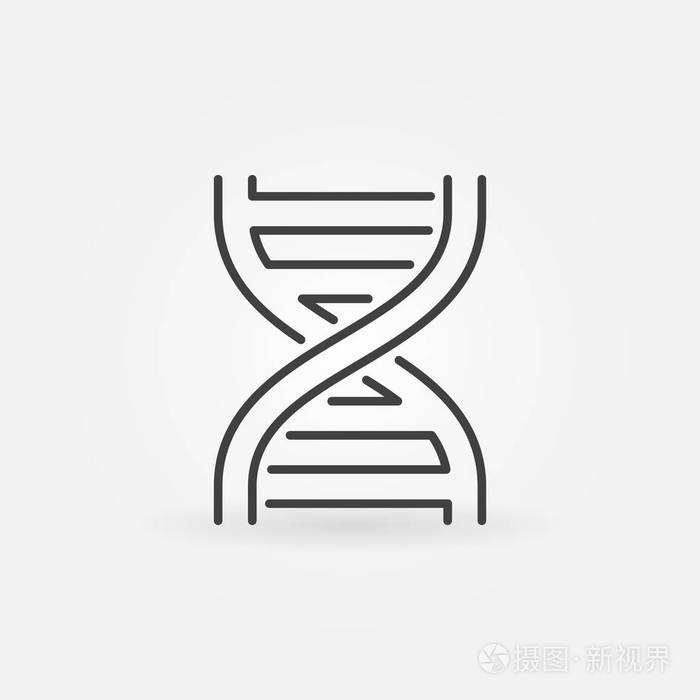 dna 螺旋轮廓图标.矢量科学符号
